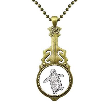 Imagem de DIYthinker Colar de desenho de pinguim desajeitado fofo com desenho de animal, joia antiga com pingente de música