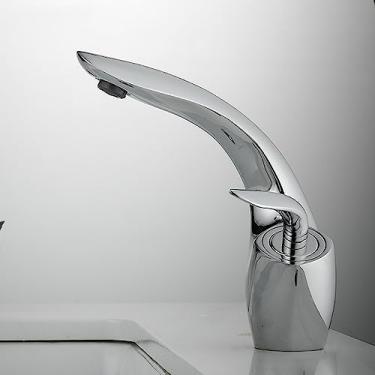 Imagem de Torneira para lavatório Níquel escovado Torneira para pia de banheiro Torneira de manípulo único Torneiras para lavatório Misturador quente frio Torneira dourada, cromada