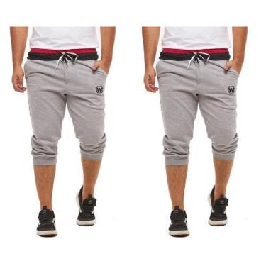 Imagem de Kit 2 Bermudas de Moletom Masculina Saruel Skinny Sport Wooks WB1-Masculino