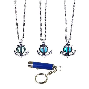 Imagem de AlterImage Colares âncora que brilham no escuro para homens ou mulheres, pacote com 3, verde, azul e azul celeste, inclui luz UV, Adult, Zinco, Sem Pedra Preciosa