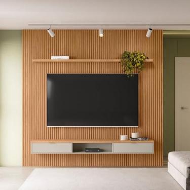 Imagem de Painel Ripado Modular 1 Nicho 1 Prateleira Linea Brasil Nature/off White