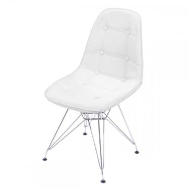 Imagem de CADEIRA DKR BOTONE BRANCA BASE CROMADA