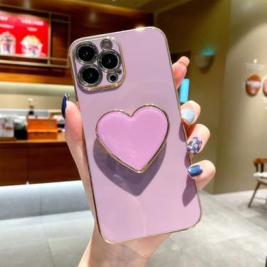 Imagem de Capa de telefone com suporte de coração revestido para Samsung Galaxy M62 M52 M53 M33 M23 M13 M14 5G M21 M31 M30S M11 M12 M01 M02 Capa de silicone macio, roxo, para Samsung M53 5G