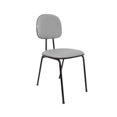 Imagem de Cadeira Fixa Secretaria Polo - Maiart, Cinza claro, Couro Sintetico Co