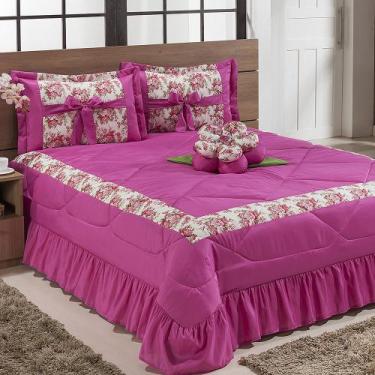 Imagem de Kit Cobre Leito Amazonas Casal Super King 04 Peças - Pink - Bordados F