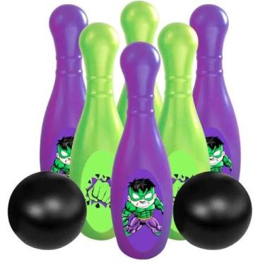 Imagem de Boliche Brinquedo Grande Infantil Hulk 6 Pinos 2 Bolas - Toymaster
