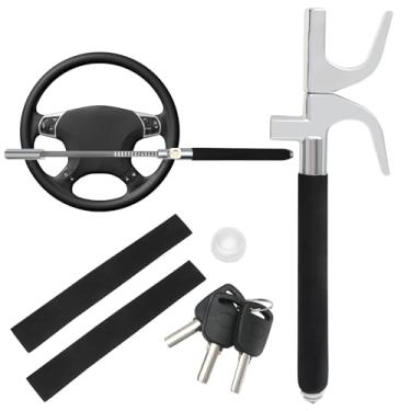 Imagem de MaySpare Trava de volante antirroubo, trava de volante retrátil, trava de volante universal anti-roubo com martelo de segurança e 3 chaves para todos os tipos de carro