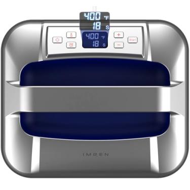 Imagem de Máquina de prensa térmica IMREN, prensa térmica portátil de 12" x 10" para camisetas, prensa térmica para sublimação, vinil, máquina de prensa térmica com almofada de prensa térmica - Blu