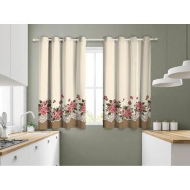 Imagem de Cortina De Cozinha 2,80m X 1,40m Estampada Renda - MTR ENXOVAIS LTDA