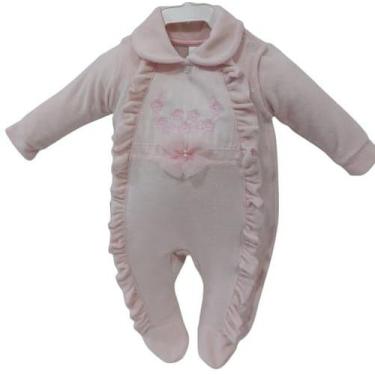 Imagem de Macacão Plush Bebê Feminino Babadinho Chuquinha Bordado 2897, Rosa cla