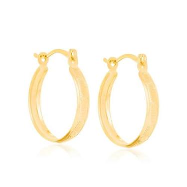 Imagem de Brinco Rommanel Argola Com Desenhos Folheado a Ouro 524035, Dourado