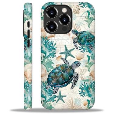 Imagem de SmaMZ Capa para iPhone 16 Pro, T2, oceano, tartaruga, concha à prova de choque, resistente, camada dupla de TPU (poliuretano termoplástico), capa protetora rígida de policarbonato para iPhone 16 Pro