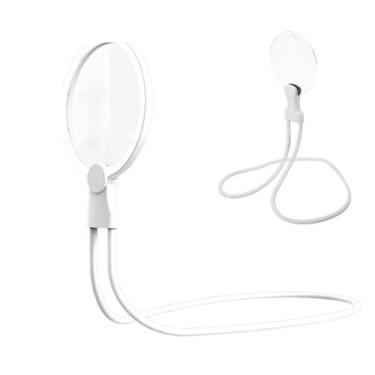 Imagem de Lupa de Pesçoco Apoio Mesa Maos Livres Aumento 5x Haste Flexivel Idoso