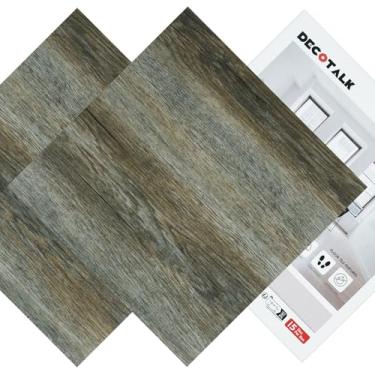 Imagem de decotalk 30 peças de 29 m² Pegue e cole azulejos de vinil cinza tábuas de piso de madeira, adesivo de piso de banheiro azulejo descasque e cole à prova d'água piso laminado de madeira cinza