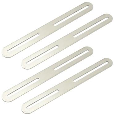 Imagem de VIKKSAER 4 peças de suportes retos, placas de conserto planas de aço inoxidável com ranhura, suporte de canto espesso resistente para garagem, casa, escritório, cozinha (21 x 2,4 x 0,3 cm)