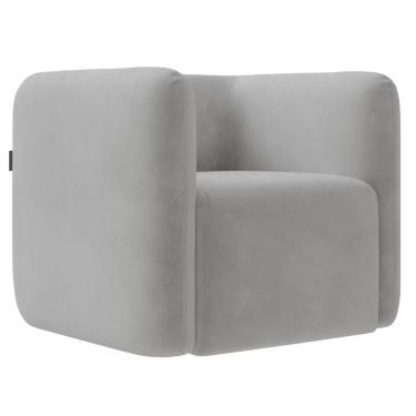 Imagem de Poltrona Para Sala De Estar Decorativa Quadrada Maggie K04 Veludo Cinza - Mpozenato