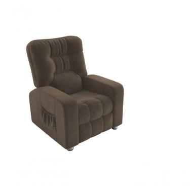 Imagem de Poltrona Matrix Reclinável Azera - Veludo Marrom Escuro