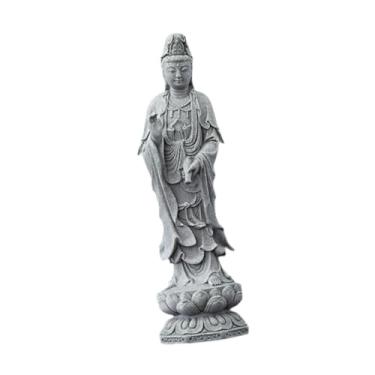 Imagem de Generic Estátua Guan Yin Escultura de Buda Feminino Colecionável Estatueta Kuanyin Ornamento de Pedra para Lareira Interior Inauguração de Casa de Mesa