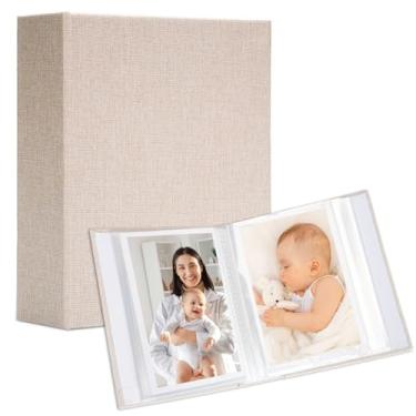 Imagem de Hiwhy Álbum De Fotos Linho 4X6, Pacotes Com 2, Cada Capa Dura Pequeno Encarte Para 52 Fotos, Ideal Viagens Casamento Infantil, Rosa Suave