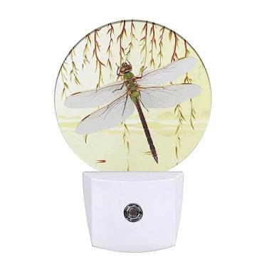 Imagem de LAOSEP Luzes Noturnas Retrô Tipo Libélula, Com Encaixe Na Parede, Salgueiros-Chorões À Beira Do Rio, Luz Decorativa Led Para O Anoitecer Ao Amanhecer, Quarto, Banheiro E Sala De Estar
