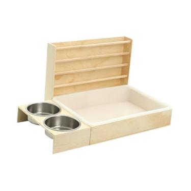 Imagem de Fenteer Alimentador de feno de de madeira, brinquedo de forrageamento para porquinhos da Índia, acessórios para gaiola, caixa de areia, suporte de feno