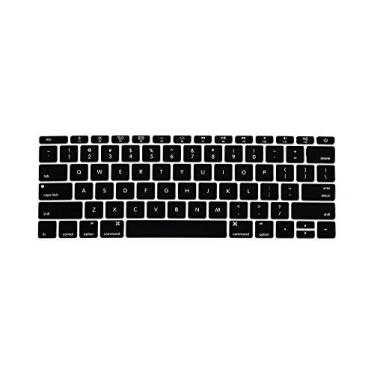 Imagem de Capa protetora de teclado de silicone HRH para MacBook New Pro 13 polegadas A1708 A1988 No Touch Bar 2018 2017 versão 2016 e MacBook 12 polegadas A1534 com tela de retina (2015) e A1931 (2018)USA Layout Skin protetora, Z1-Black