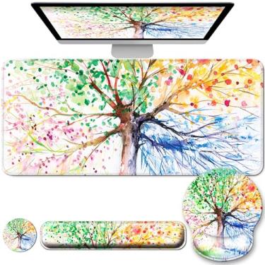 Imagem de VINEBURY Conjunto de almofada de mesa para teclado descanso de pulso e mouse pad, tapete de mesa grande XXL capa fosca mousepad ergonômico com espuma de memória para mulheres, computador de mesa e