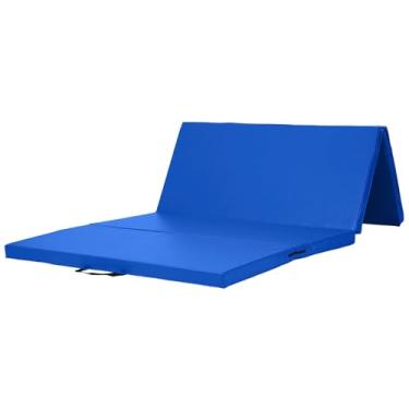 Imagem de KaRaDaStyle Tapete de ginástica tapetes dobráveis elásticos 180 cm x 99 cm x 5 cm Exercício Treino Muscular Crianças Brincar Tapete de barra horizontal Yoga Esportes Uso Doméstico à Prova de Som (Azul)