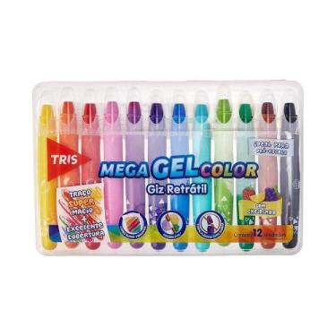Imagem de Giz Gel Retrátil Tris Mega Color Perfumado 12 Cores