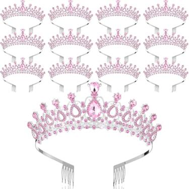 Imagem de Loetere 12 peças de tiara de cristal e coroa de princesa com pente coroa de strass, tiara feminina para meninas, acessórios de cabelo rainha para festa de aniversário, casamento, formatura, Halloween