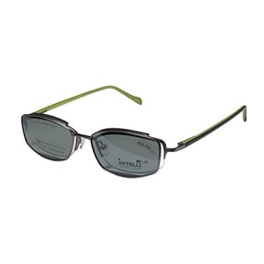Imagem de Elite Elegant Hip Clipon Eyewear 748 Masculino/Feminino Designer Meia-aro Lentes Clip-Ons Dobradiças Flexíveis Armação de Óculos (50-18-135, Prata Fosco/Oliva)