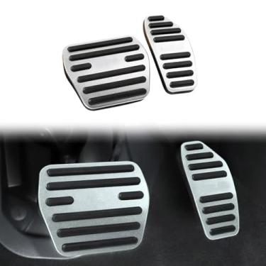 Imagem de TENWIND Capa de pedal de freio a gás de alumínio antiderrapante para carro compatível com acessórios Nissan Kicks 2025+ (prata escovada)