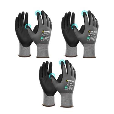 Imagem de Luvas de trabalho de segurança revestidas de nitrilo com microespuma - pacote com 3 pares, luvas de nylon de malha sem costura com micro espuma preta de nitrilo, ideal para uso geral, automotivo, melhoria de casa, pintura (grande)