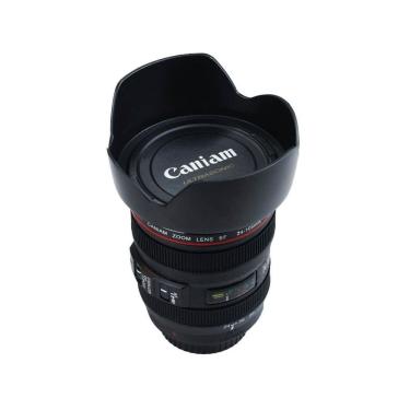 Imagem de Copo Preto Plástico Lente De Câmera Fotográfica 480 Ml