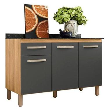 Imagem de Balcão Nicioli Fit 3 Portas 1 Gaveta, FREIJO/CHUMBO