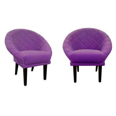 Imagem de Kit 2 Cadeiras Sala de Estar Liz Veludo Roxo - Mansão Decor