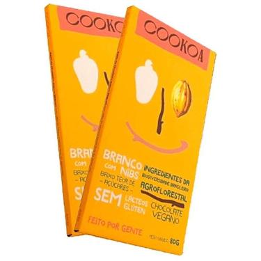 Imagem de Kit 2X: Chocolate Branco Com Nibs Vegano Cookoa 80G