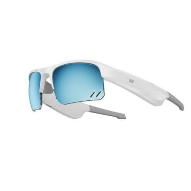 Imagem de SANGSTRE Óculos de sol desportivos com áudio - Óculos de sol inteligentes com Bluetooth, listz, branco, padrão