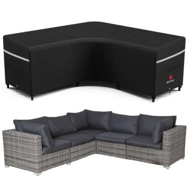 Imagem de Rosefray Capa seccional em forma de V para ambientes externos - 600D capa de sofá secional de pátio, capas de móveis à prova d'água para deck, gramado, quintal, 224 cm x 232 cm, preta