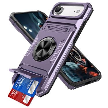 Imagem de QIVSTAR Capa magnética para iPhone Air, anel giratório de 360° com compartimento oculto para cartão, proteção de nível militar, capa de telefone à prova de choque para iPhone 17 Air de 6,5 polegadas