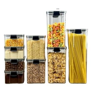 Imagem de Kit De Potes HerméTicos Para Cozinha - Organizador De Mantimentos Para Dispensa E ArmáRio(Kit 10-9 Potes)