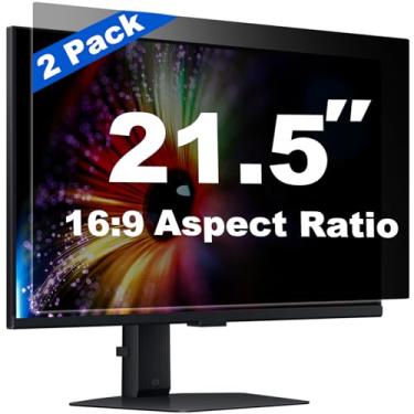 Imagem de Twugs Protetor de tela de privacidade de computador de 21,5 polegadas [pacote com 2] – Compatível com monitores de mesa widescreen 16:9, antiespião, antirreflexo, anti-luz azul, filtro de proteção HD