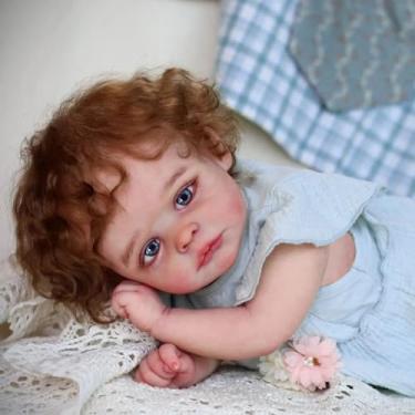 Imagem de Brastoy Bebê Reborn Boneca Silicone Menina Olhos Azuis Realista Pintado Original 48cm