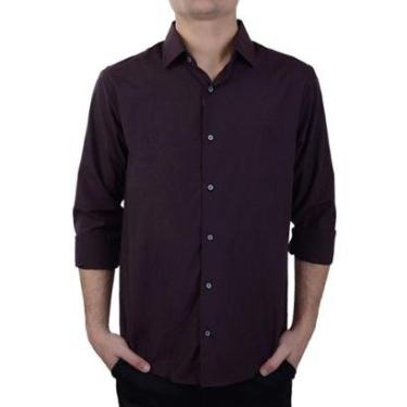 Imagem de Camisa Social Masculina Ogochi ML Slim Bordô - 0015-Masculino