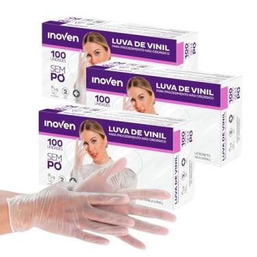 Imagem de Luva Vinil Descartável Sem Pó - P, M e G - 300 Unidades (P)