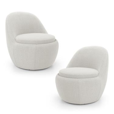 Imagem de Kit 02 Poltronas Orgânicas Living Memphis Fixa Bouclê Off White - Desk Design