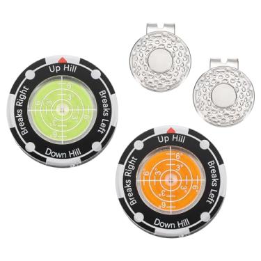 Imagem de YELARXI 2 peças de leitor verde golfe, marcador de bola de golfe com bolha de auxílio de leitura verde de alta precisão e clipe magnético para tampa - adequado para (treinamento/acessórios/presente