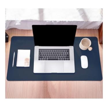 Imagem de Tapete de mesa de couro antiderrapante, 80 cm x 30 cm, à prova d'água, laptop, computador, mesa, mouse pad grande para escritório, trabalho, casa, decoração - azul escuro