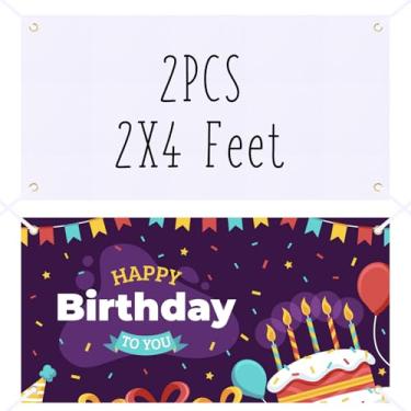 Imagem de 2 peças de faixa de sublimação em branco de 2 x 10 m para decorar vinil, pano Oxford de poliéster branco, placa de faixa DIY com cordas para pendurar, impressão por transferência de calor para festa