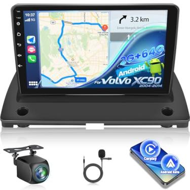 Imagem de [2G + 64G] Estéreo automotivo para Volvo XC90 2004-2014 com carplay sem fio/Android Auto, rádio Volxcereo com tela sensível ao toque de 9 polegadas, Bluetooth, FM/RDS, link espelhado, áudio EQ, câmera
